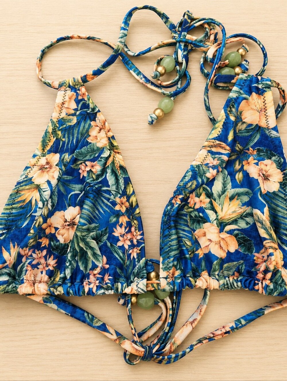 Kulanis Kinis Tropez Tides Triangle  Halter Bralette Bikini Top Hibiscus NWOT